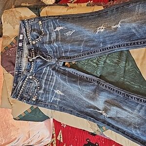Blinged out Miss Me jeans,  embellished